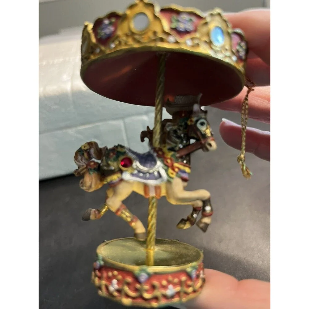 Bradford Edition Horse Carousels for All Seasons Ornaments 3pc NIB COA